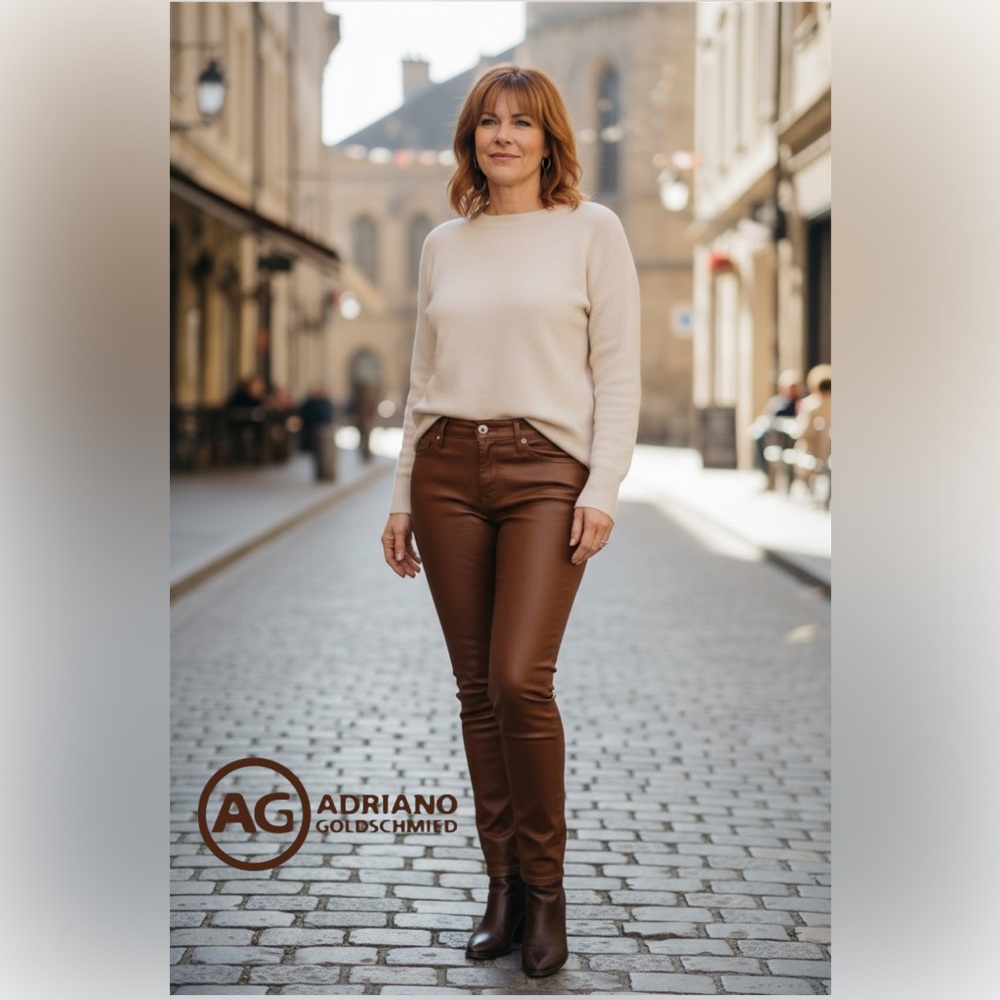 AG ADRIANO GOLDSCHMIED Faux Leather Farrah High Rise Skinny Jeans Size 25 NWOT